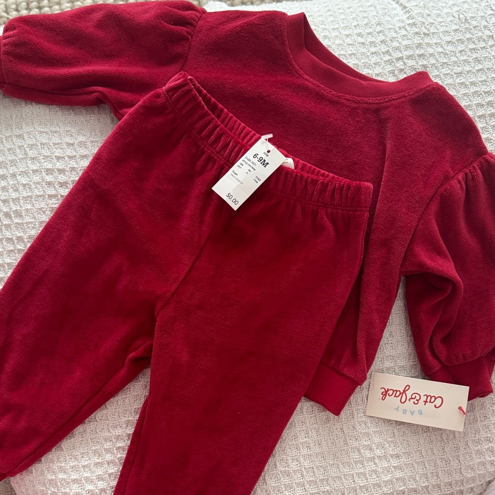 Cat & Jack Cherry Red Baby Outfit, 6-9m, never used. Still with tags.